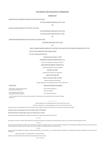 Thumbnail Buenaventura Mining Company  20-F Annual Report 