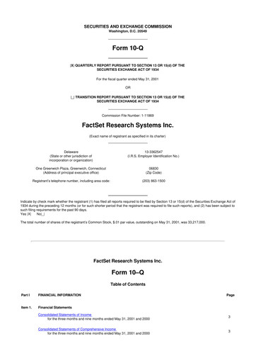 Thumbnail FactSet 10-Q Quarterly Report FY 