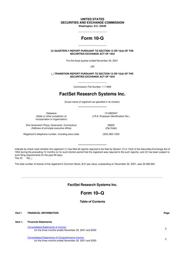 Thumbnail FactSet 10-Q Quarterly Report FY 