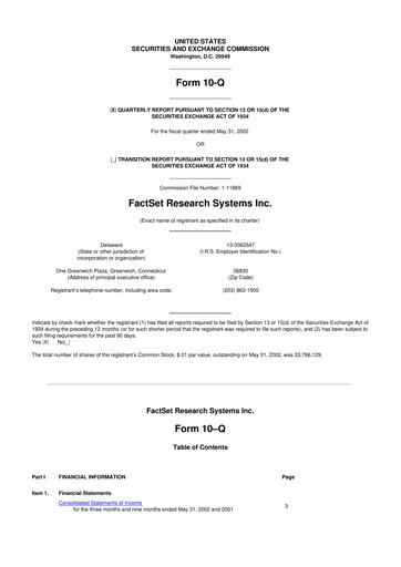 Thumbnail FactSet 10-Q Quarterly Report FY 