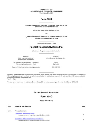 Thumbnail FactSet 10-Q Quarterly Report FY 