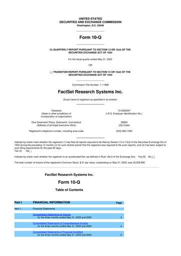 Thumbnail FactSet 10-Q Quarterly Report FY 