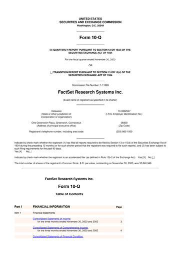 Thumbnail FactSet 10-Q Quarterly Report FY 