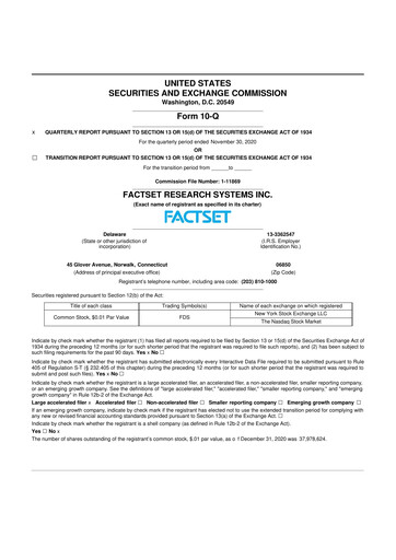 Thumbnail FactSet 10-Q Quarterly Report FY2021 