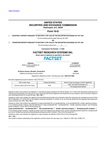 Thumbnail FactSet 10-Q Quarterly Report FY2021 