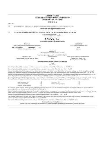 Thumbnail Ansys 10-K Annual Report 2021