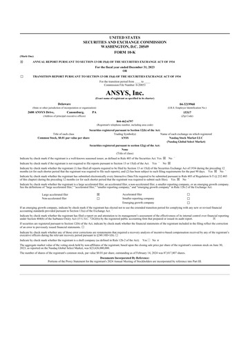 Thumbnail Ansys 10-K Annual Report 2023