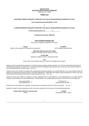 Miniature Workhorse Group
 10-Q Rapport trimestriel  