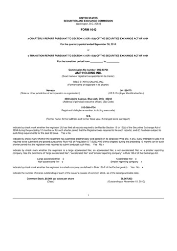 Miniature Workhorse Group
 10-Q Rapport trimestriel  