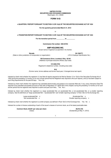 Miniature Workhorse Group
 10-Q Rapport trimestriel 2012 