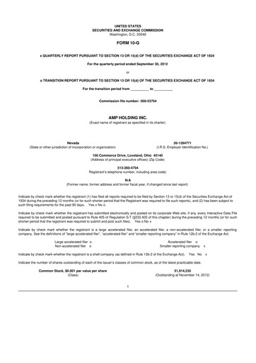 Miniature Workhorse Group
 10-Q Rapport trimestriel 2012 