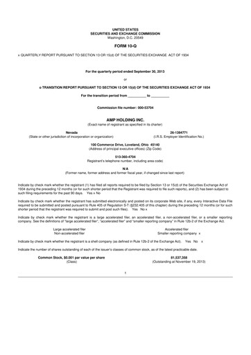 Miniature Workhorse Group
 10-Q Rapport trimestriel 2013 