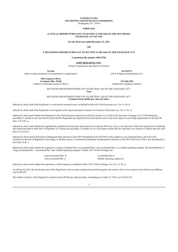 Miniature Workhorse Group
 10-K Rapport annuel 2013