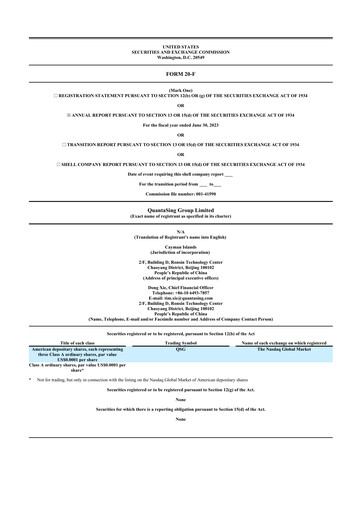 Miniature QuantaSing Group 20-F Rapport annuel 2023