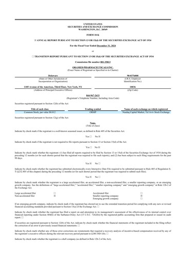 Thumbnail Oramed Pharmaceuticals 10-K Annual Report 2024