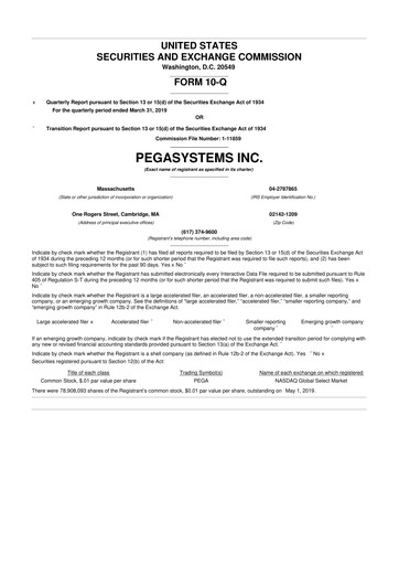 Thumbnail Pegasystems 10-Q Quarterly Report FY2019 