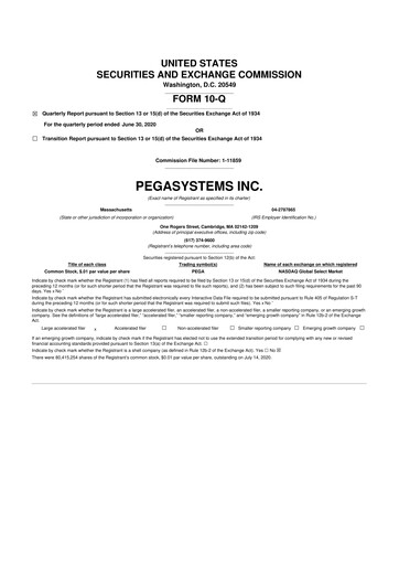 Thumbnail Pegasystems 10-Q Quarterly Report FY2020 