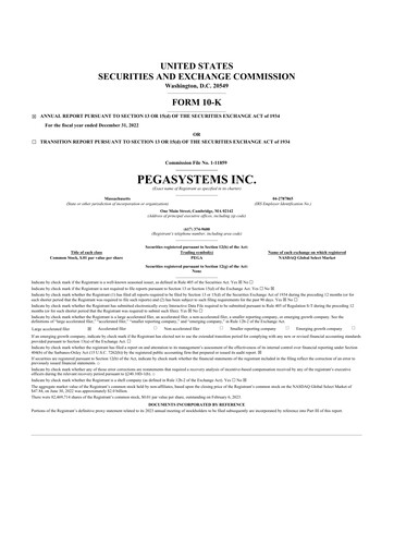 Thumbnail Pegasystems 10-K Annual Report 2022