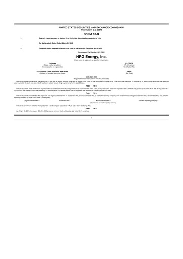 Thumbnail NRG Energy
 10-Q Quarterly Report FY2015 