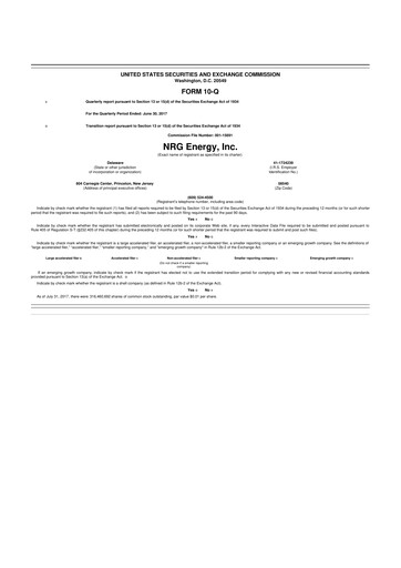 Thumbnail NRG Energy
 10-Q Quarterly Report FY2017 