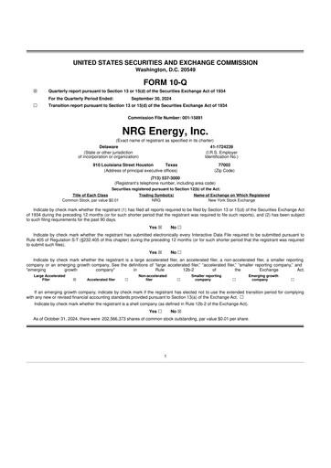 Thumbnail NRG Energy
 10-Q Quarterly Report FY2024 