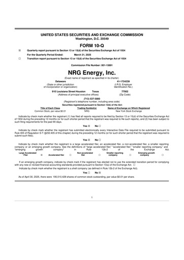 Thumbnail NRG Energy
 10-Q Quarterly Report FY2025 