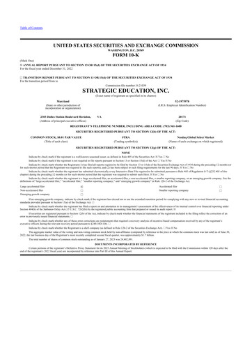 Thumbnail Strategic Education
 10-K Annual Report 2022