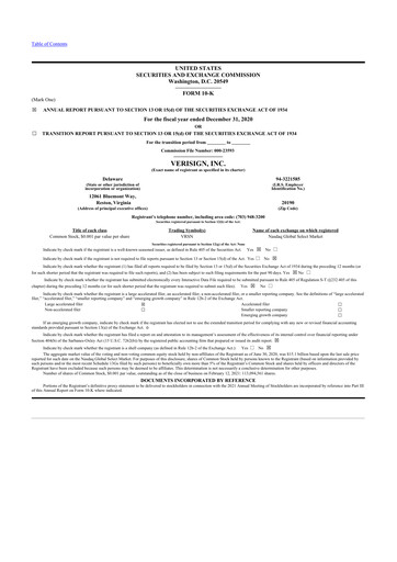 Thumbnail VeriSign 10-K Annual Report 2020