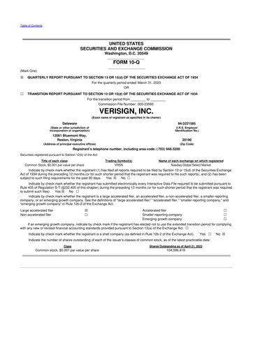 Thumbnail VeriSign 10-Q Quarterly Report FY2023 