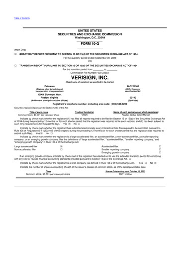 Thumbnail VeriSign 10-Q Quarterly Report FY2023 