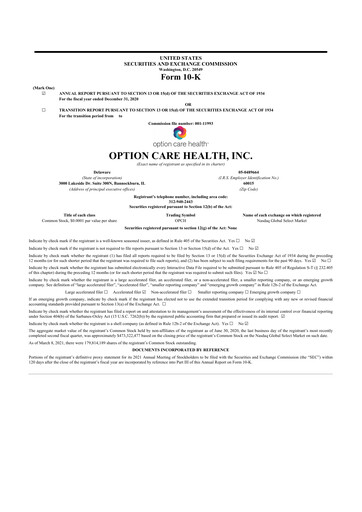 Thumbnail Option Care Health 10-K Annual Report 2020