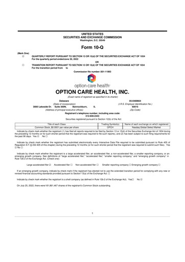 Thumbnail Option Care Health 10-Q Quarterly Report FY2022 