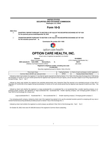 Thumbnail Option Care Health 10-Q Quarterly Report FY2022 