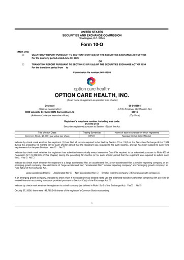 Thumbnail Option Care Health 10-Q Quarterly Report FY2026 
