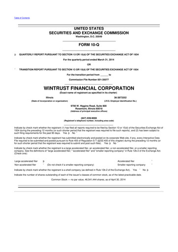 Vorschaubild Wintrust Financial 10-Q Quartalsbericht 2014 