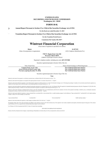 Thumbnail Wintrust Financial 10-K Annual Report 2015