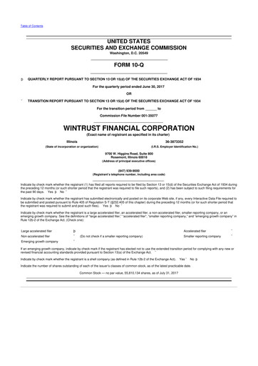 Vorschaubild Wintrust Financial 10-Q Quartalsbericht 2017 