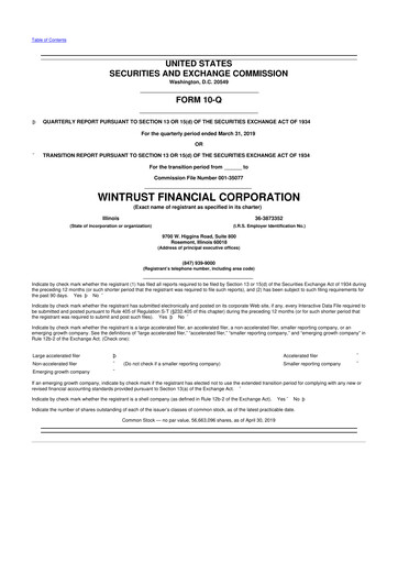 Vorschaubild Wintrust Financial 10-Q Quartalsbericht 2019 