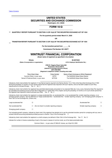 Vorschaubild Wintrust Financial 10-Q Quartalsbericht 2020 