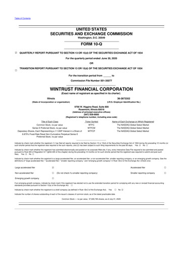 Vorschaubild Wintrust Financial 10-Q Quartalsbericht 2020 