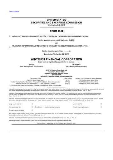 Vorschaubild Wintrust Financial 10-Q Quartalsbericht 2022 