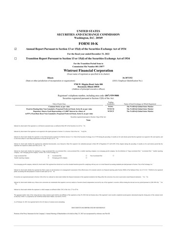 Thumbnail Wintrust Financial 10-K Annual Report 2022