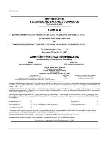 Thumbnail Wintrust Financial 10-Q Quarterly Report FY2026 
