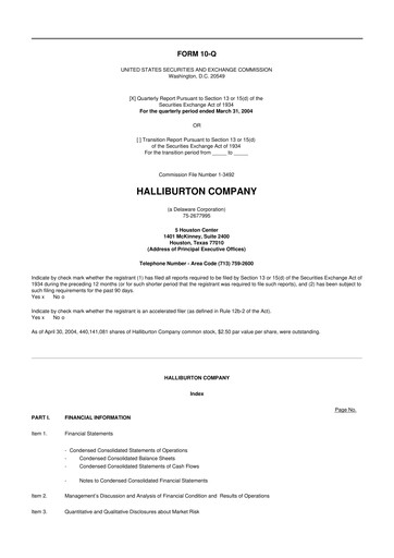 Vorschaubild Halliburton 10-Q Quartalsbericht  