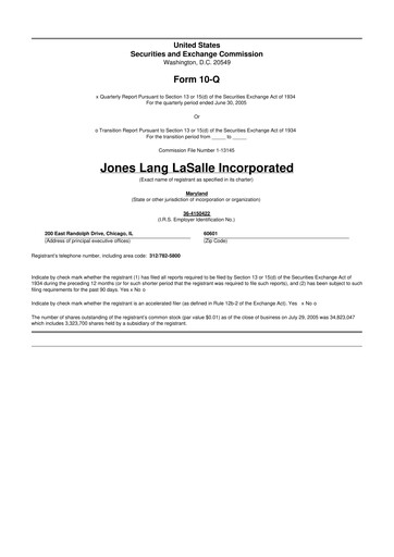 Vorschaubild Jones Lang LaSalle 10-Q Quartalsbericht  