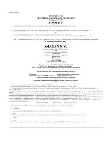 Thumbnail Qiagen  20-F Annual Report 2013