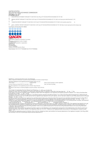 Miniature Qiagen  20-F Rapport annuel 2025