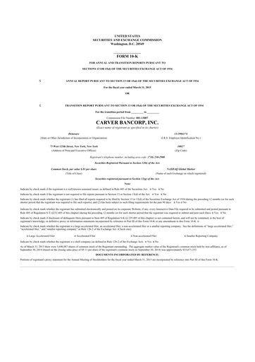 Thumbnail Carver Bancorp 10-K Annual Report 2015