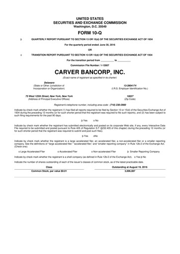 Thumbnail Carver Bancorp 10-Q Quarterly Report FY2017 