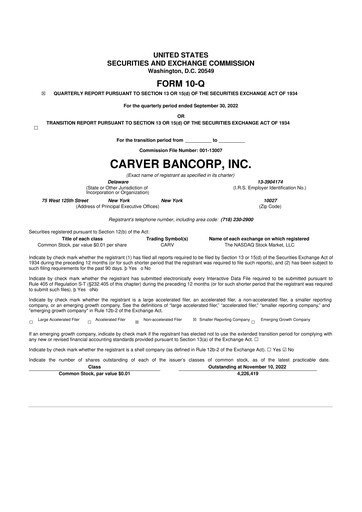 Thumbnail Carver Bancorp 10-Q Quarterly Report FY2023 